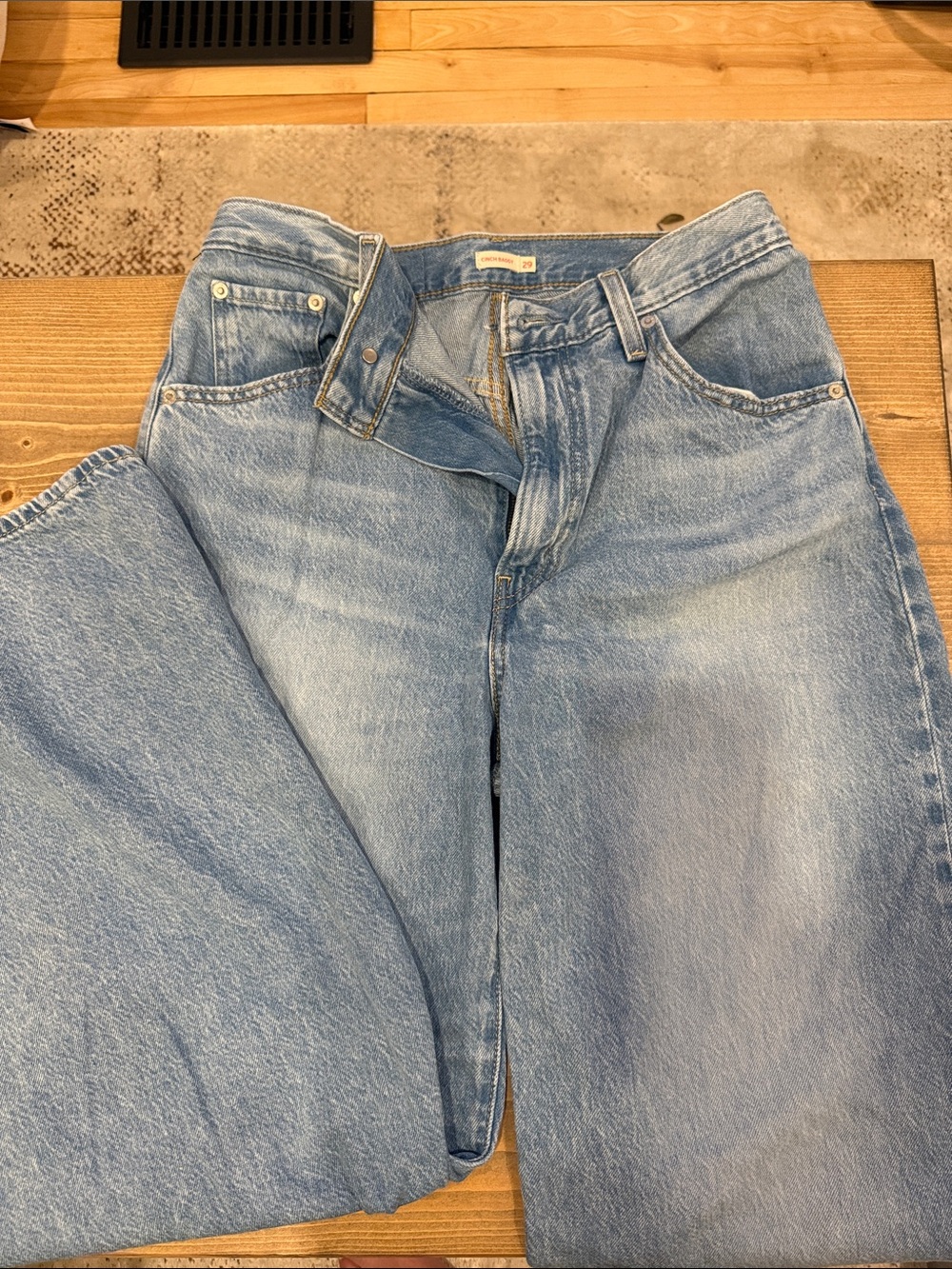 Levi's Light Blue High-Rise Cinch Baggy Jeans